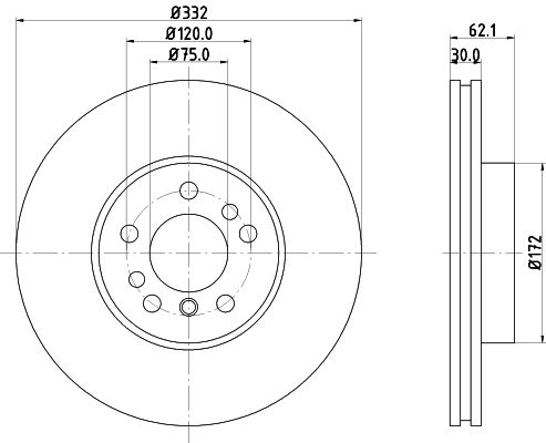 HELLA PAGID Тормозной диск 8DD 355 121-221